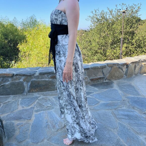 BCBGMaxAzria strapless black and white toile gown (size 6) - Picture 4 of 6